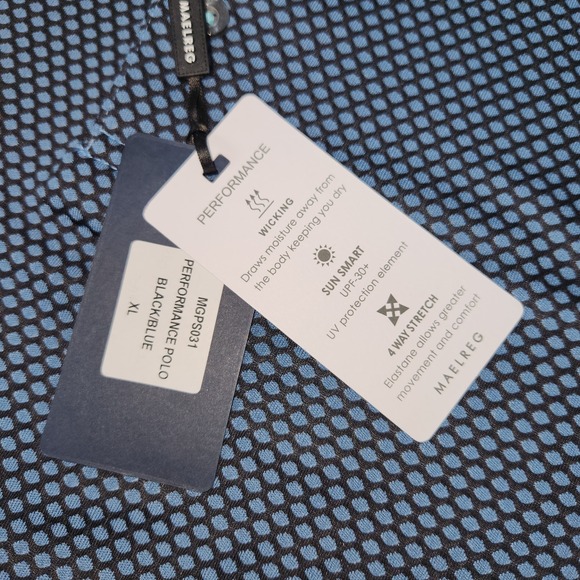 NWT Maelreg Performance Polo Blue Men's XL Moisture Wicking Sun Smart Stretch - Picture 6 of 12